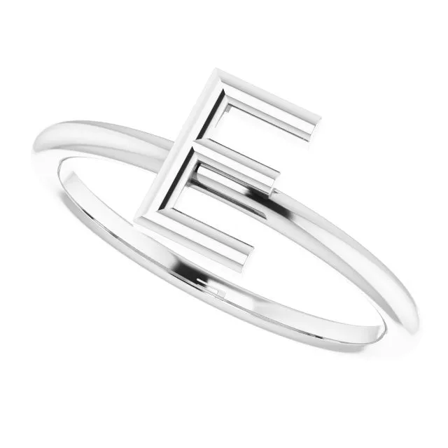 TreasureFineJewelers Rings Sterling Silver Initial E Ring