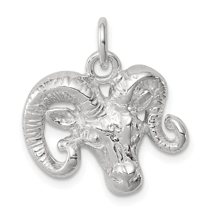 TreasureFineJewelers Rings Sterling Silver Ram Charm