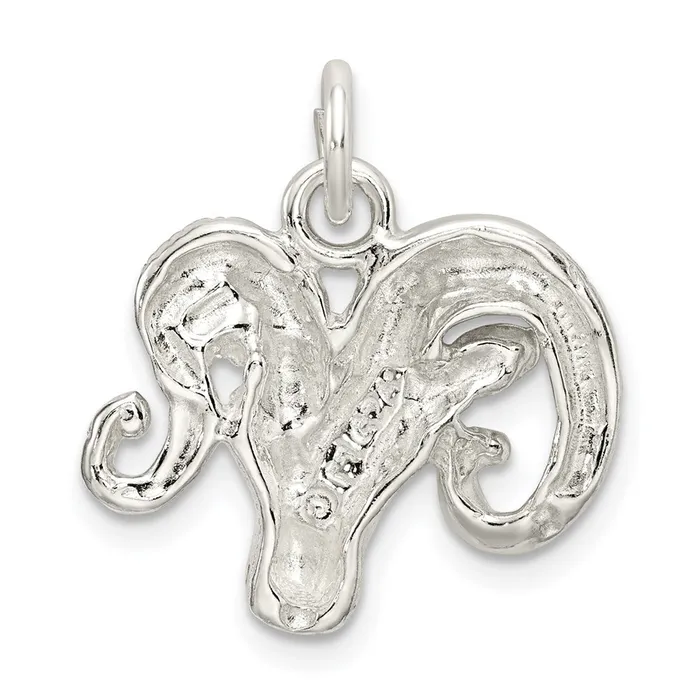 TreasureFineJewelers Rings Sterling Silver Ram Charm