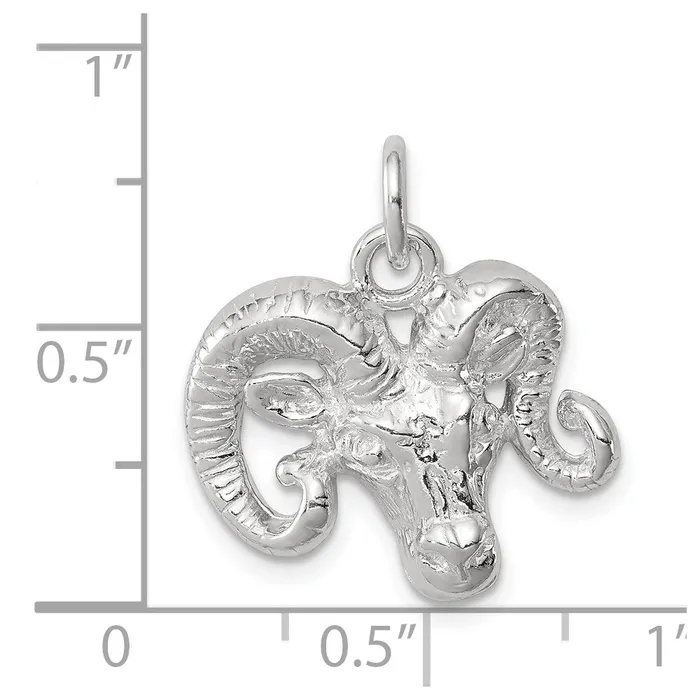 TreasureFineJewelers Rings Sterling Silver Ram Charm