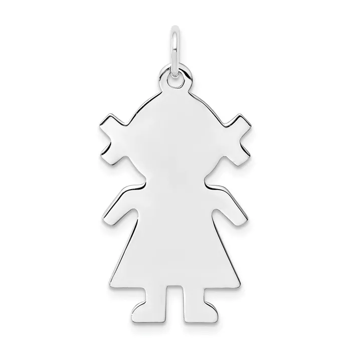 TreasureFineJewelers Rings Sterling Silver Rhodplated Eng Girl Polished FrontSatin Back Disc Charm