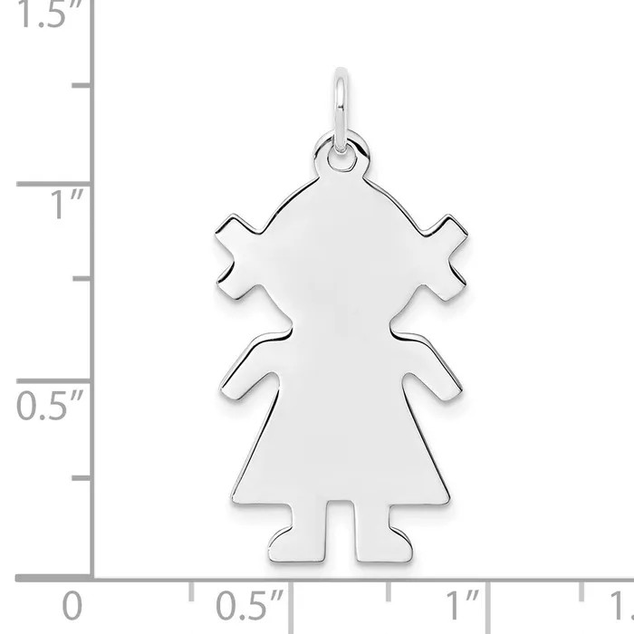 TreasureFineJewelers Rings Sterling Silver Rhodplated Eng Girl Polished FrontSatin Back Disc Charm