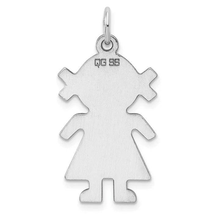 TreasureFineJewelers Rings Sterling Silver Rhodplated Eng Girl Polished FrontSatin Back Disc Charm