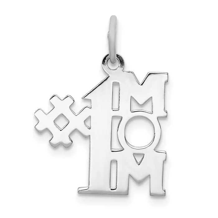 TreasureFineJewelers Rings Sterling Silver Rhodiumplated 1 Mom Polished Charm