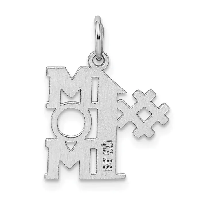 TreasureFineJewelers Rings Sterling Silver Rhodiumplated 1 Mom Polished Charm