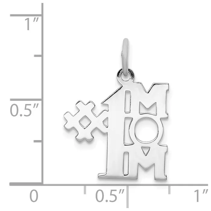 TreasureFineJewelers Rings Sterling Silver Rhodiumplated 1 Mom Polished Charm