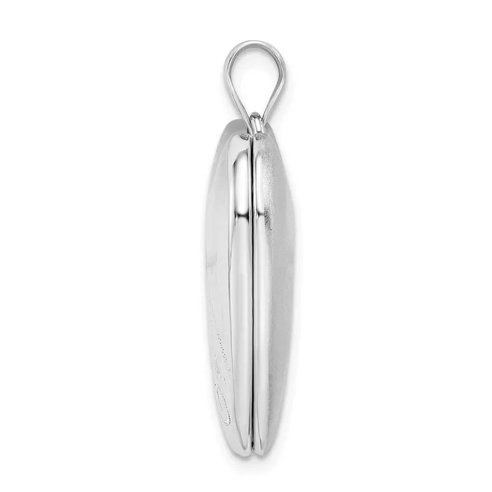 TreasureFineJewelers Rings Sterling Silver Rhodiumplated 24mm Scrolled Ash Holder Heart Locket
