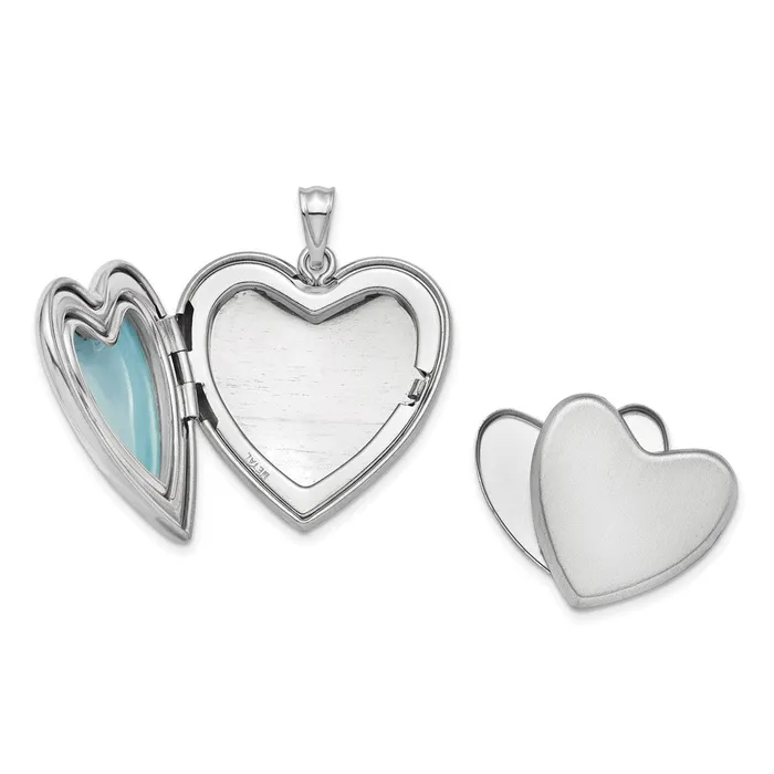 TreasureFineJewelers Rings Sterling Silver Rhodiumplated 24mm Scrolled Ash Holder Heart Locket