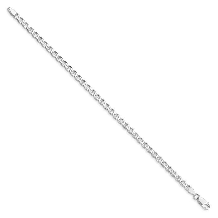 TreasureFineJewelers Rings Sterling Silver Rhodiumplated 415mm Flat Cuban Anchor Chain