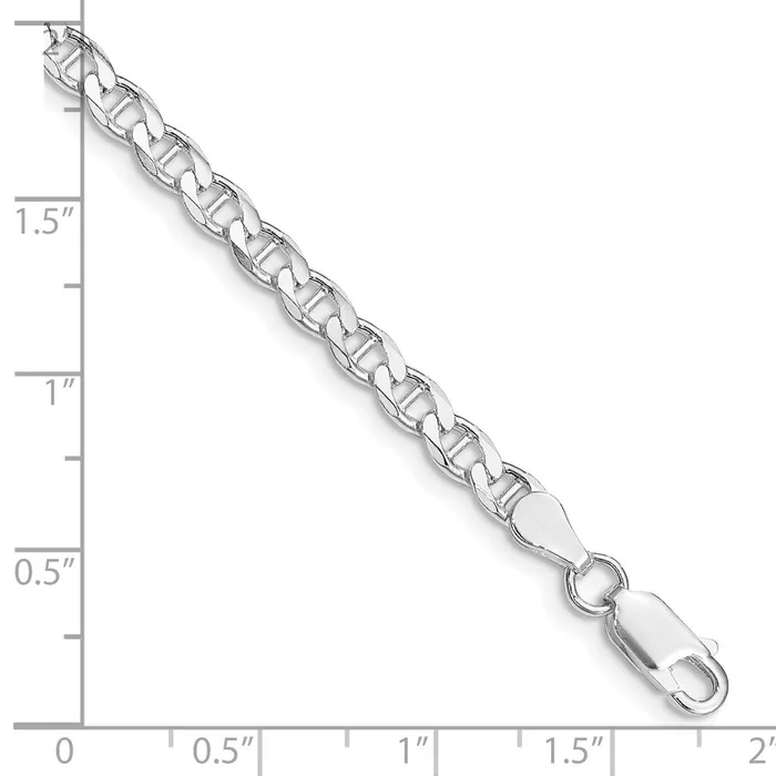TreasureFineJewelers Rings Sterling Silver Rhodiumplated 415mm Flat Cuban Anchor Chain