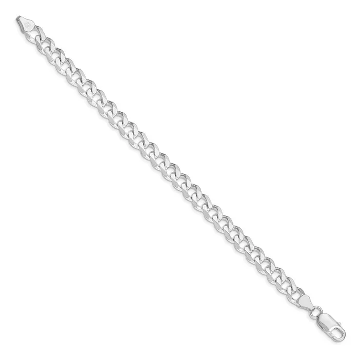 TreasureFineJewelers Rings Sterling Silver Rhodiumplated 75mm Curb Chain