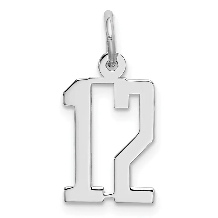 TreasureFineJewelers Rings Sterling SilverRhodiumplated Elongated Number 12 Charm
