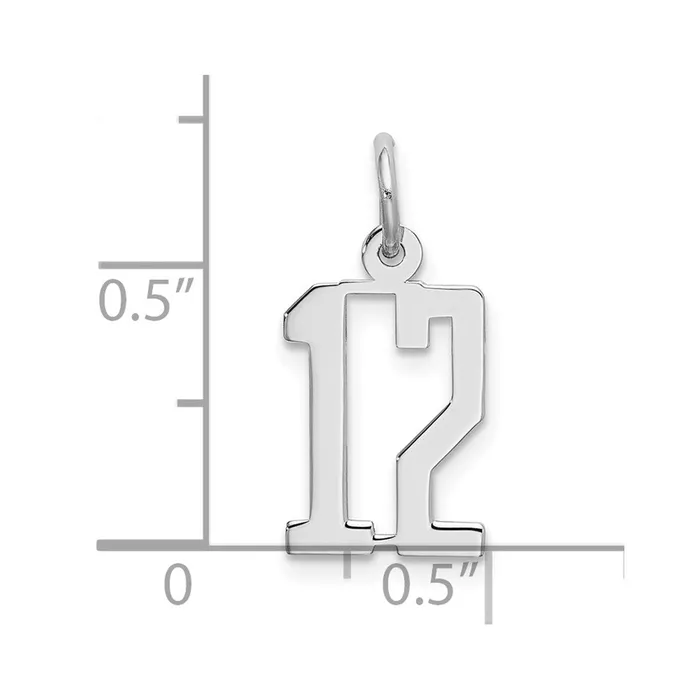 TreasureFineJewelers Rings Sterling SilverRhodiumplated Elongated Number 12 Charm