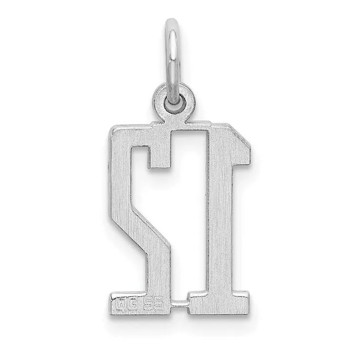 TreasureFineJewelers Rings Sterling SilverRhodiumplated Elongated Number 12 Charm
