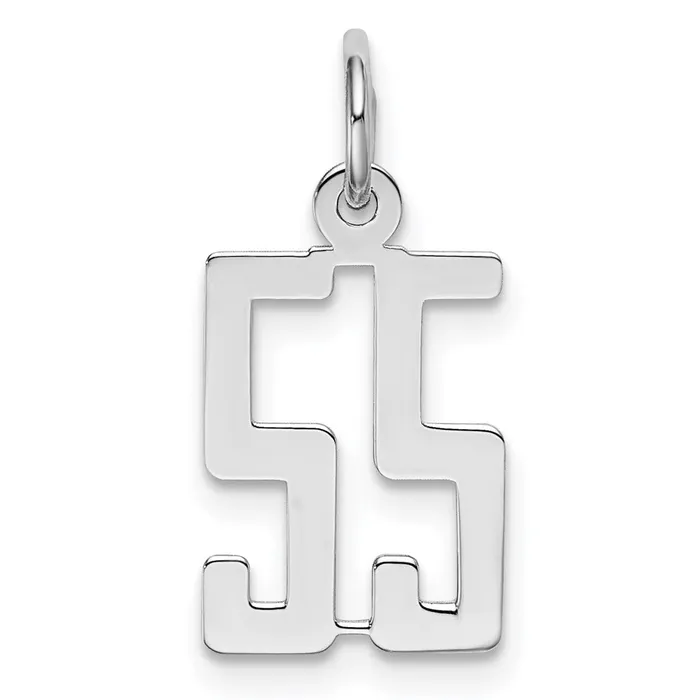 TreasureFineJewelers Rings Sterling SilverRhodiumplated Elongated Number 55 Charm