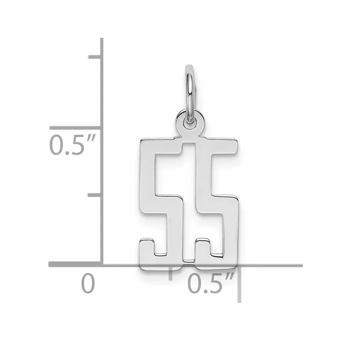 TreasureFineJewelers Rings Sterling SilverRhodiumplated Elongated Number 55 Charm