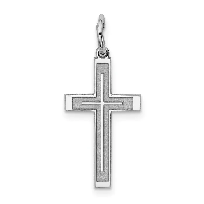 TreasureFineJewelers Rings Sterling Silver Rhodiumplated Laser Designed Cross Charm TreasureFineJewelers Rings Sterling Silver Rhodiumplated Laser Designed Cross Charm