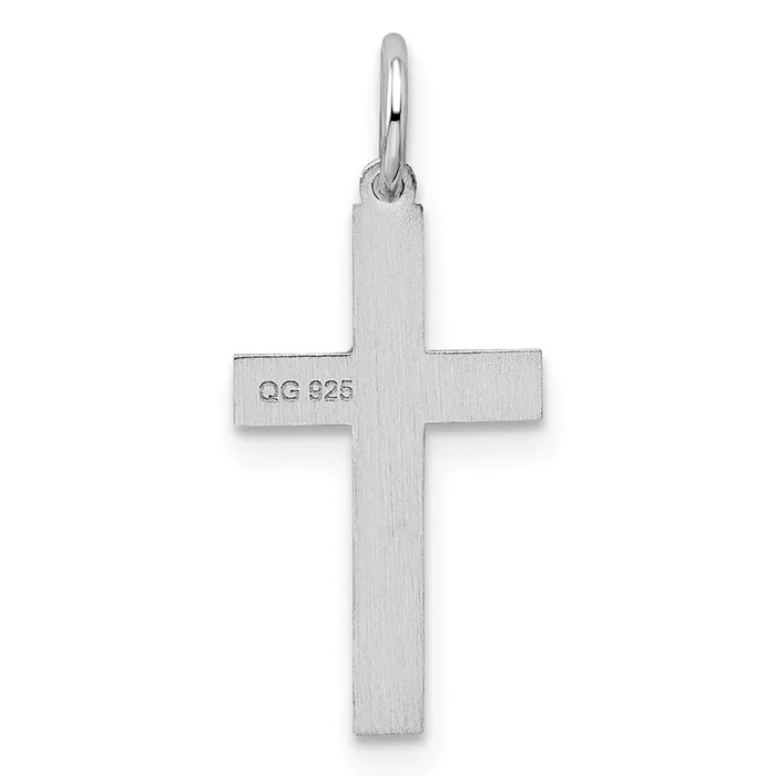 TreasureFineJewelers Rings Sterling Silver Rhodiumplated Laser Designed Cross Charm