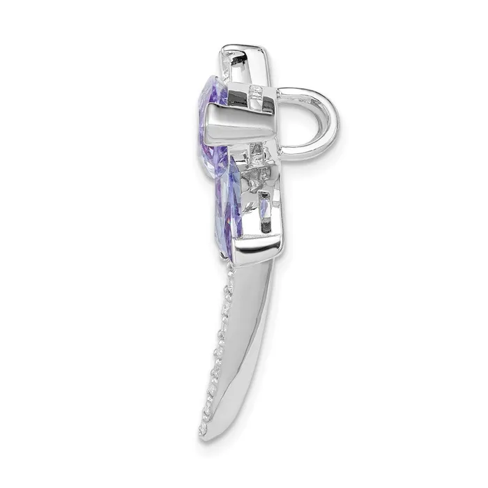 TreasureFineJewelers Rings Sterling Silver Rhodium plated Lavender CZ Dragonfly Slide