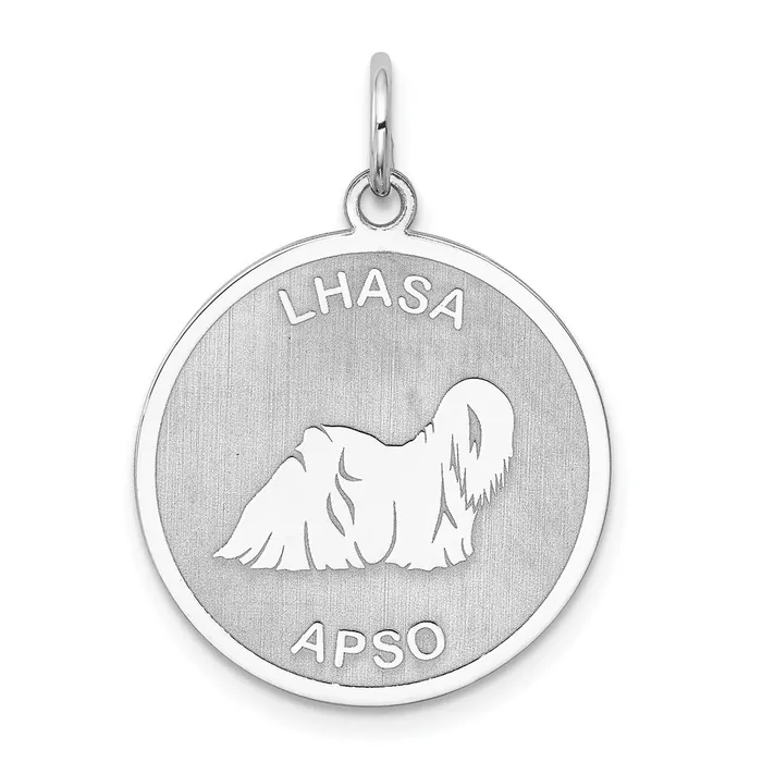 TreasureFineJewelers Rings Sterling Silver Rhodiumplated Lhasa Apso Disc Charm