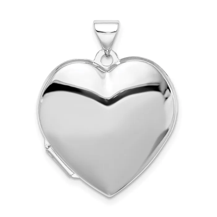TreasureFineJewelers Rings Sterling Silver Rhodiumplated Plain 21mm Heart Locket