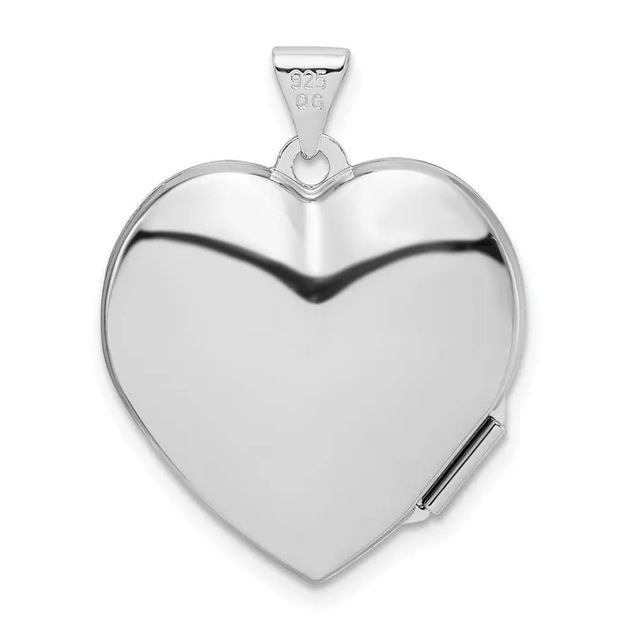 TreasureFineJewelers Rings Sterling Silver Rhodiumplated Plain 21mm Heart Locket