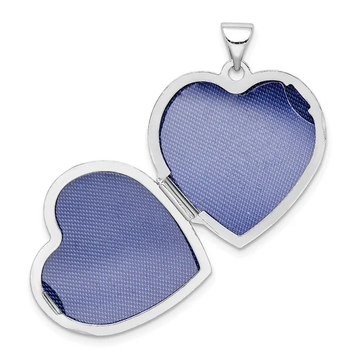 TreasureFineJewelers Rings Sterling Silver Rhodiumplated Plain 21mm Heart Locket