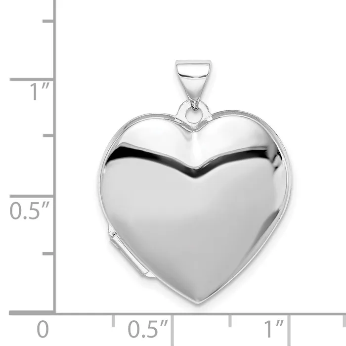 TreasureFineJewelers Rings Sterling Silver Rhodiumplated Plain 21mm Heart Locket