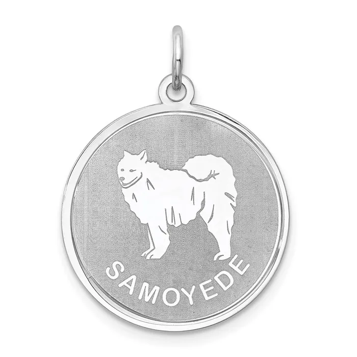 TreasureFineJewelers Rings Sterling Silver Rhodiumplated Samoyed Disc Charm