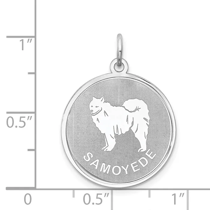 TreasureFineJewelers Rings Sterling Silver Rhodiumplated Samoyed Disc Charm