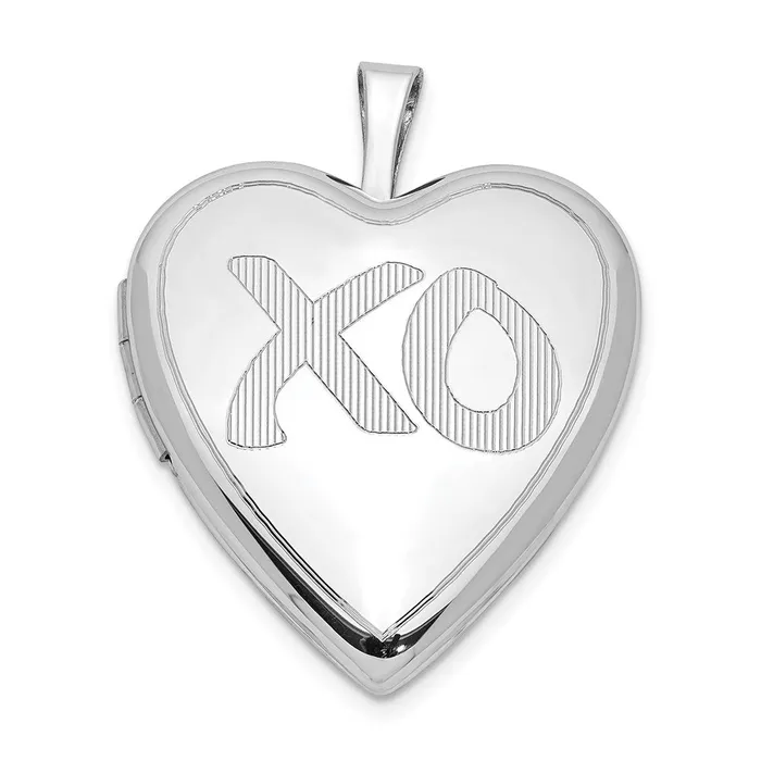 TreasureFineJewelers Rings Sterling Silver Rhodiumplated Satin Polished XO Heart Locket