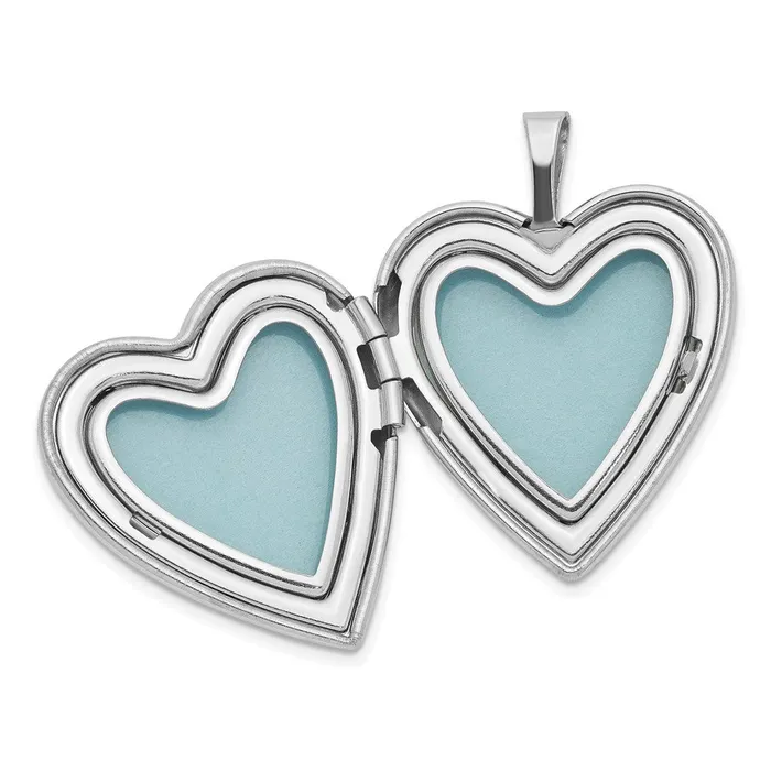 TreasureFineJewelers Rings Sterling Silver Rhodiumplated Satin Polished XO Heart Locket