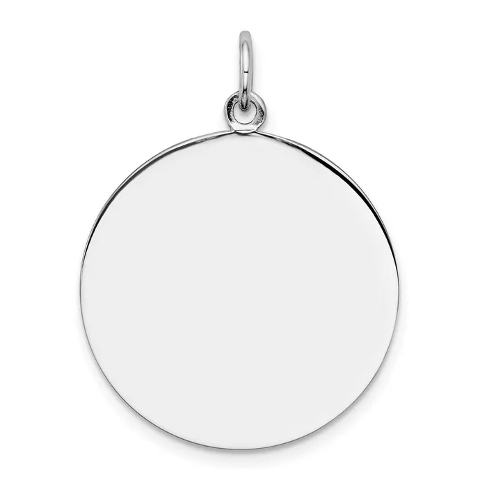 TreasureFineJewelers SS Rhplt Engraveable Round Polished FrontSatin Back Disc Charm Charm Necklaces