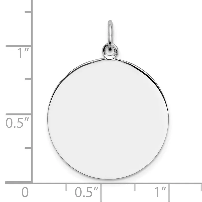 TreasureFineJewelers SS Rhplt Engraveable Round Polished FrontSatin Back Disc Charm Charm Necklaces
