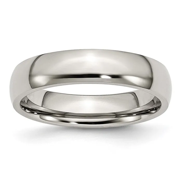 TreasureFineJewelers Stainless Steel Polished 5mm Half Round Band Rings