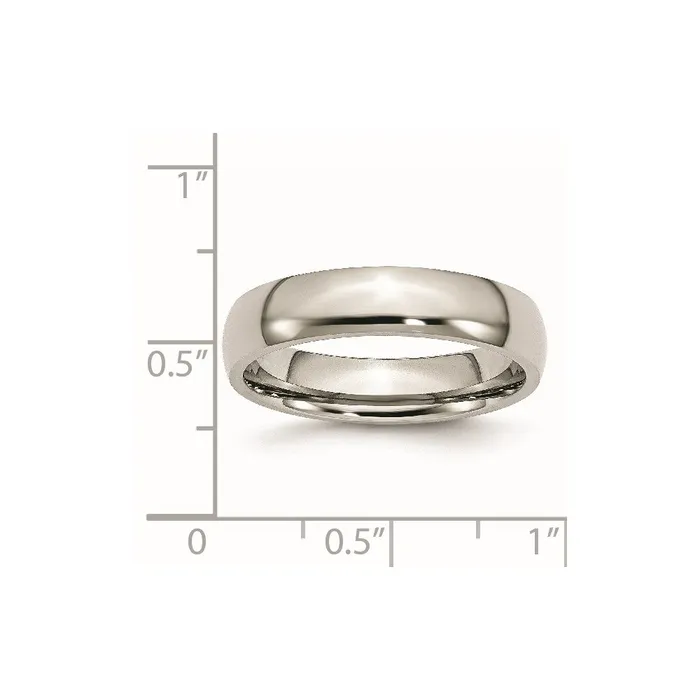 TreasureFineJewelers Stainless Steel Polished 5mm Half Round Band Rings