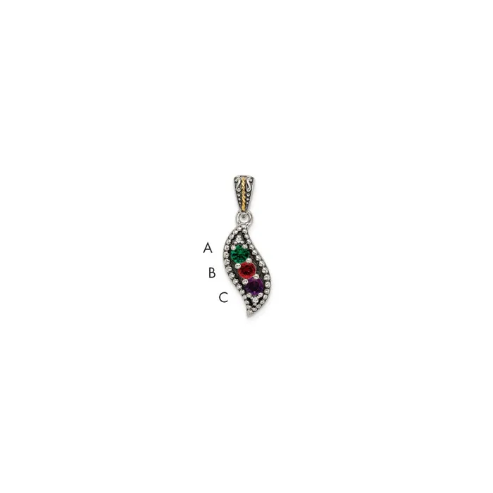TreasureFineJewelers Sterling Silver 14k Threestone and Diamond Mothers Pendant SemiMount Necklaces