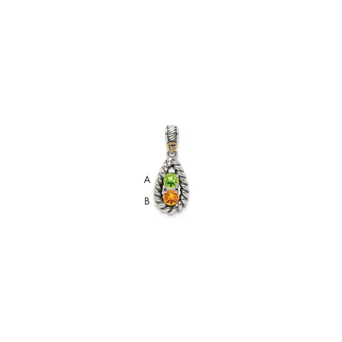 TreasureFineJewelers Sterling Silver 14k Twostone and Diamond Mothers Pendant Necklaces