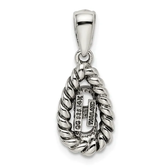 TreasureFineJewelers Sterling Silver 14k Twostone and Diamond Mothers Pendant Necklaces