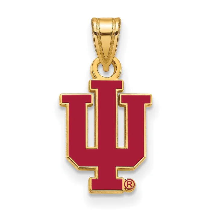 TreasureFineJewelers Sterling Silver Goldplated Indiana University IU Small Enameled Pendant Necklaces