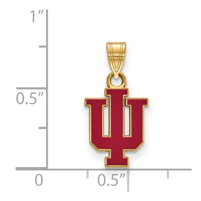 TreasureFineJewelers Sterling Silver Goldplated Indiana University IU Small Enameled Pendant Necklaces
