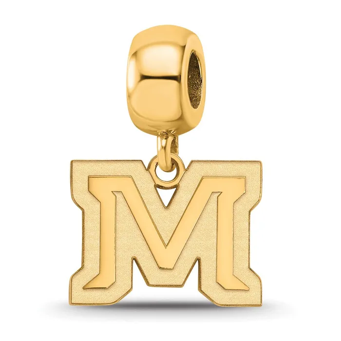 TreasureFineJewelers Sterling Silver Goldplated LogoArt Montana State University Letter M Small Dangle Bead Charm Rings TreasureFineJewelers Sterling Silver Goldplated LogoArt Montana State University Letter M Small Dangle Bead Charm Rings