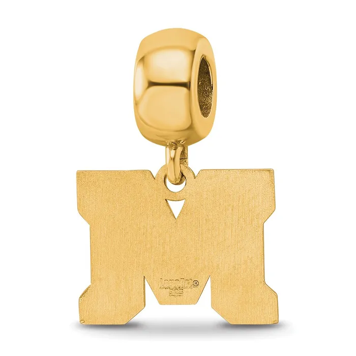TreasureFineJewelers Sterling Silver Goldplated LogoArt Montana State University Letter M Small Dangle Bead Charm Rings