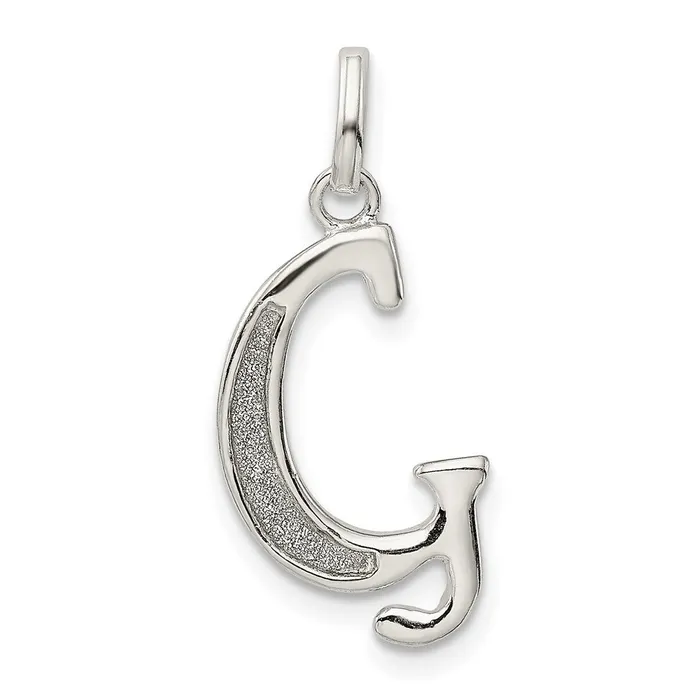 TreasureFineJewelers Sterling Silver Polished Glitter Enamel Letter G Initial Charm Rings