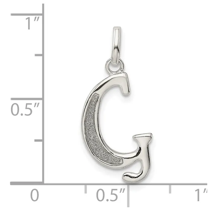 TreasureFineJewelers Sterling Silver Polished Glitter Enamel Letter G Initial Charm Rings