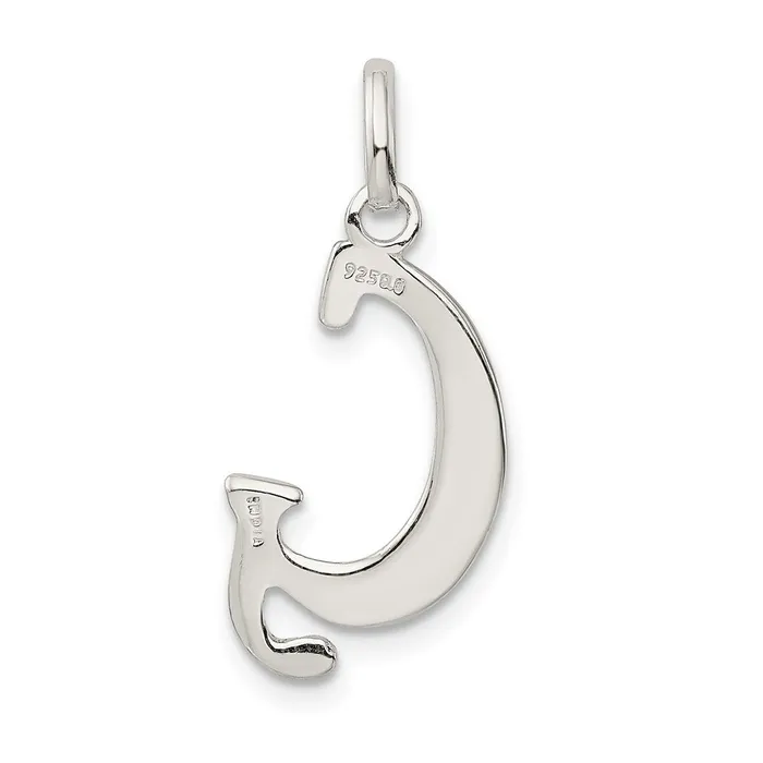 TreasureFineJewelers Sterling Silver Polished Glitter Enamel Letter G Initial Charm Rings