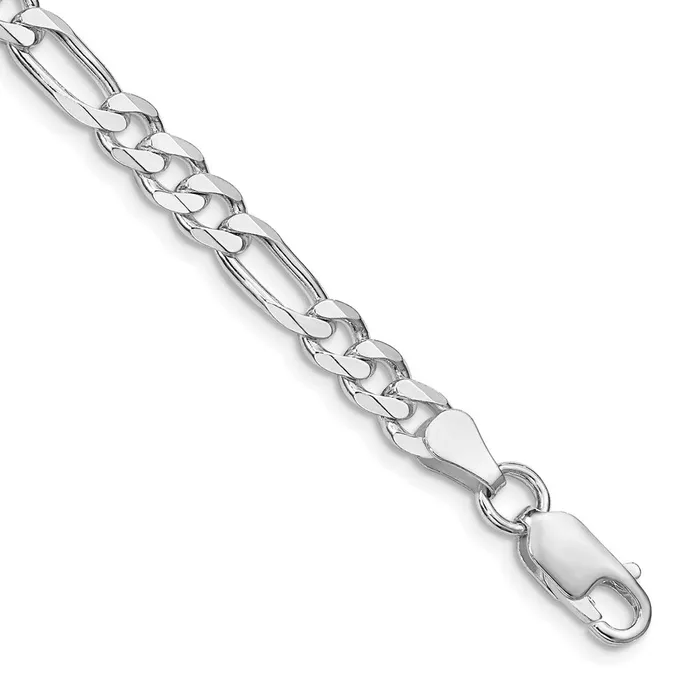 TreasureFineJewelers Sterling Silver Rhodiumplated 525mm Figaro Chain Rings