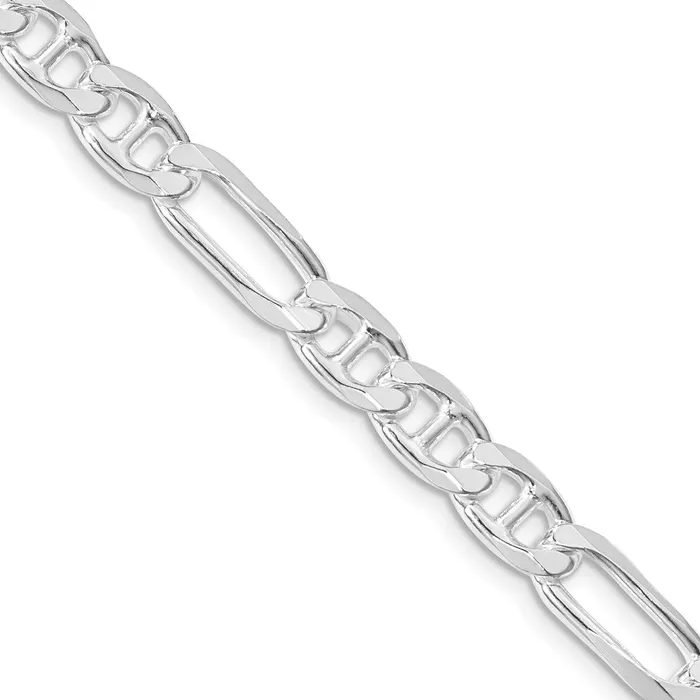 TreasureFineJewelers Sterling Silver Rhodiumplated 65mm Figaro Anchor Chain Rings