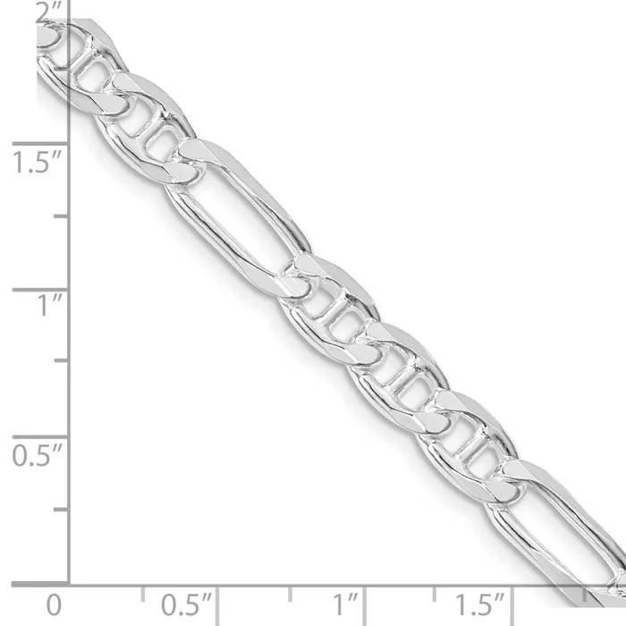 TreasureFineJewelers Sterling Silver Rhodiumplated 65mm Figaro Anchor Chain Rings