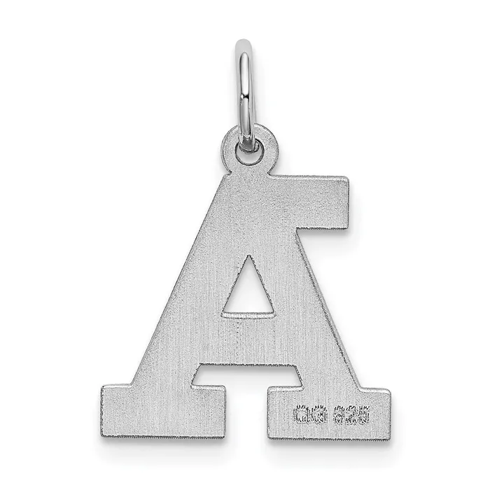 TreasureFineJewelers Sterling Silver Rhodiumplated Block Letter A Initial Charm Rings